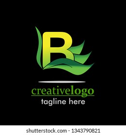 letter b uppercase with leaf