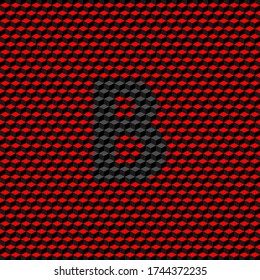 Letter B uppercase and ribbed textured black color on textured surface, editable vector