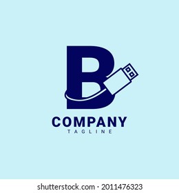 letter B usb clean and professional vector logo design