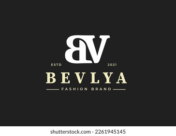 Letter B V logo vintage style design concept. Initial symbol for brand corporate business identity. Alphabet vector elements