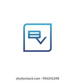 The letter B and V Monogram With Frame Square. Logo Design Template Blue