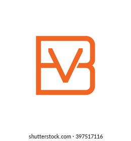 letter B and V monogram square shape logo orange
