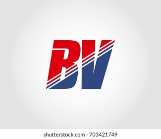 Letter B and V red and blue combination logo