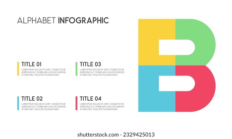 Letra B infografía del alfabeto vector, plantilla para presentación