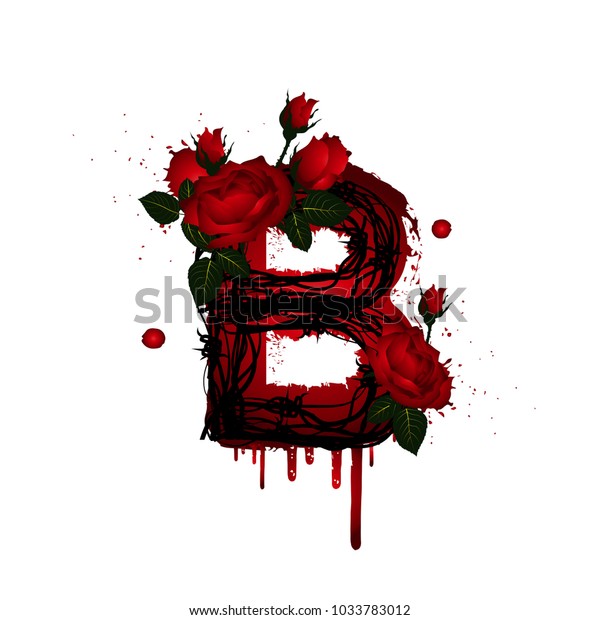 Letter B Vector Alphabet Rose Flower Stock Vector (Royalty Free) 1033783012