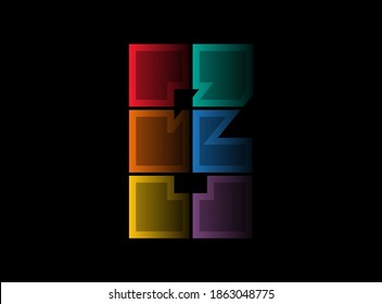 Letter B vector design, colorful font logo. Dynamic split multicolor. design on black background. For social media, design elements, creative poster, web template    


