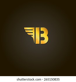 Letter B. Vector gold font. Template for  company logo. Design element or icon.