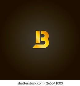 Letter B. Vector gold font. Template for company logo.  Design element 