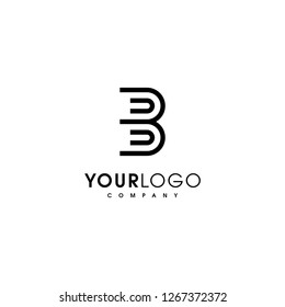 Letter B vector line logo design. Creative minimalism logotype icon symbol. - Vector