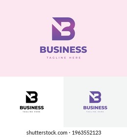 Letter b vector logo. Letter b abstract logo template purple gradient.