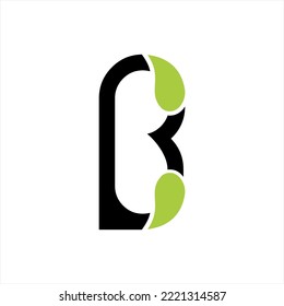 Letter B vector logo design with leaves.