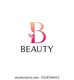 letter b vector logo design with negative space blend form woman face