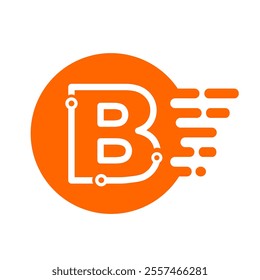 Letter B Vector Logo Design. Initial B cyber logo connector cartoon style. Can use to bussiness or education research club organisation. Creative sign vector icon. Startup Innovation Logo