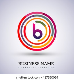 Letter B vector logo symbol in the colorful circle thin line. Design for your business or company identity.