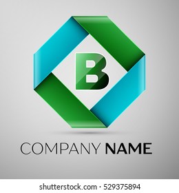 Letter B vector logo symbol in the colorful rhombus. Vector template for your design