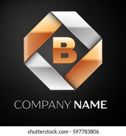 Letter B vector logo symbol in the colorful rhombus on black background. Vector template for your design