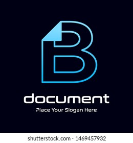 Letter B vector logo template with paper or page symbol. This alphabet suitable for office, data, administration.