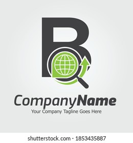 Plantilla de logotipo vectorial de letra B, logotipo de letra colorida B, elementos de plantilla de diseño de letra creativa B, mejor diseño de letra B, diseño de logotipo alfabético, búsqueda, lupa 