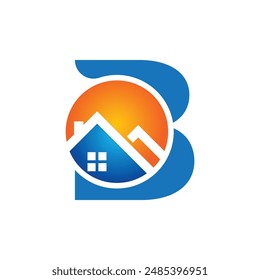 Letter B vector logo template, Colorful Letter B logo, Real Estate, Building and Construction Logo Design Template Vector Icon