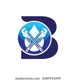 Letter B vector logo template, Colorful Letter B logo, Modern Plumbing Services Logo Design