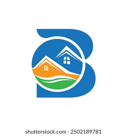 Letter B vector logo template, Colorful Letter B logo, Real Estate, Building and Construction Logo Design Template Vector Icon