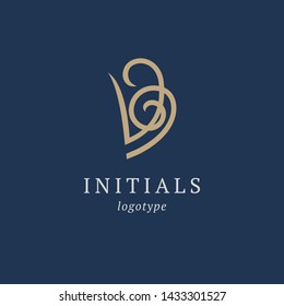 Letter B vector logo. Vintage Insignia and Logotype. Business sign, identity, label, badge initials. Monogram design elements, graceful template. Calligraphic elegant logo design.