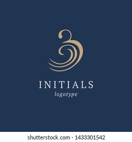 Letter B vector logo. Vintage Insignia and Logotype. Business sign, identity, label, badge initials. Monogram design elements, graceful template. Calligraphic elegant logo design.