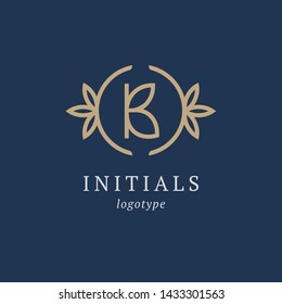 Letter B vector logo. Vintage Insignia and Logotype. Business sign, identity, label, badge initials. Monogram design elements, graceful template. Calligraphic elegant logo design.