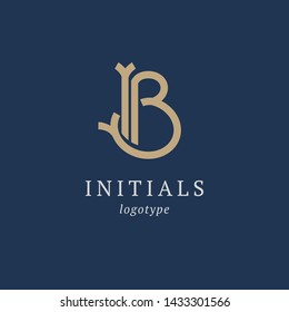 Letter B vector logo. Vintage Insignia and Logotype. Business sign, identity, label, badge initials. Monogram design elements, graceful template. Calligraphic elegant logo design.