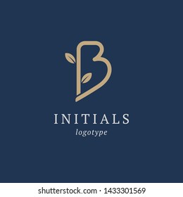 Letter B vector logo. Vintage Insignia and Logotype. Business sign, identity, label, badge initials. Monogram design elements, graceful template. Calligraphic elegant logo design.