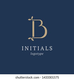 Letter B vector logo. Vintage Insignia and Logotype. Business sign, identity, label, badge initials. Monogram design elements, graceful template. Calligraphic elegant logo design.