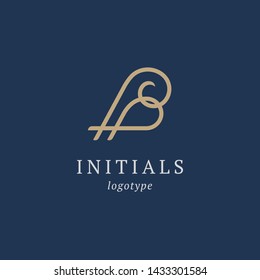 Letter B vector logo. Vintage Insignia and Logotype. Business sign, identity, label, badge initials. Monogram design elements, graceful template. Calligraphic elegant logo design.