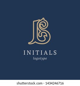 Letter B vector logo. Vintage Insignia and Logotype. Business sign, identity, label, badge initials. Monogram design elements, graceful template. Calligraphic elegant logo design.