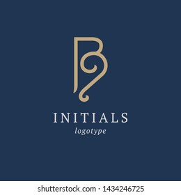 Letter B vector logo. Vintage Insignia and Logotype. Business sign, identity, label, badge initials. Monogram design elements, graceful template. Calligraphic elegant logo design.