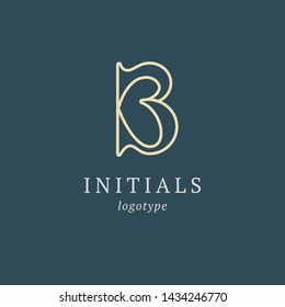 Letter B vector logo. Vintage Insignia and Logotype. Business sign, identity, label, badge initials. Monogram design elements, graceful template. Calligraphic elegant logo design.