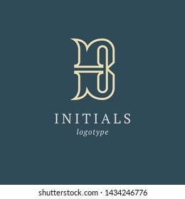 Letter B vector logo. Vintage Insignia and Logotype. Business sign, identity, label, badge initials. Monogram design elements, graceful template. Calligraphic elegant logo design.