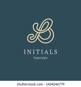 Letter B vector logo. Vintage Insignia and Logotype. Business sign, identity, label, badge initials. Monogram design elements, graceful template. Calligraphic elegant logo design.