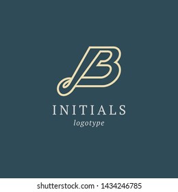 Letter B vector logo. Vintage Insignia and Logotype. Business sign, identity, label, badge initials. Monogram design elements, graceful template. Calligraphic elegant logo design.