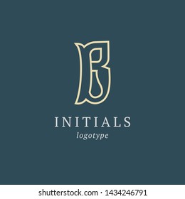Letter B vector logo. Vintage Insignia and Logotype. Business sign, identity, label, badge initials. Monogram design elements, graceful template. Calligraphic elegant logo design.