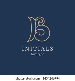 Letter B vector logo. Vintage Insignia and Logotype. Business sign, identity, label, badge initials. Monogram design elements, graceful template. Calligraphic elegant logo design.