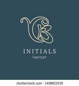 Letter B vector logo. Vintage Insignia and Logotype. Business sign, identity, label, badge initials. Monogram design elements, graceful template. Calligraphic elegant logo design.