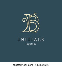 Letter B vector logo. Vintage Insignia and Logotype. Business sign, identity, label, badge initials. Monogram design elements, graceful template. Calligraphic elegant logo design.
