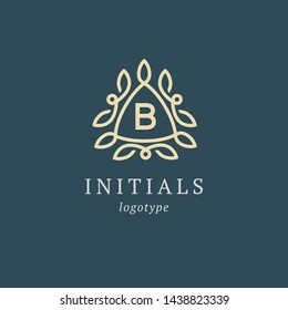 Letter B vector logo. Vintage Insignia and Logotype. Business sign, identity, label, badge initials. Monogram design elements, graceful template. Calligraphic elegant logo design.