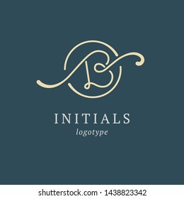 Letter B vector logo. Vintage Insignia and Logotype. Business sign, identity, label, badge initials. Monogram design elements, graceful template. Calligraphic elegant logo design.