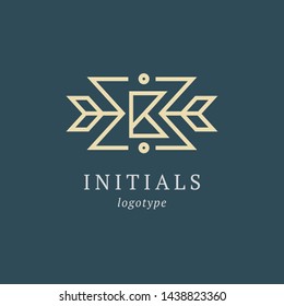 Letter B vector logo. Vintage Insignia and Logotype. Business sign, identity, label, badge initials. Monogram design elements, graceful template. Calligraphic elegant logo design.
