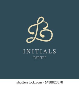 Letter B vector logo. Vintage Insignia and Logotype. Business sign, identity, label, badge initials. Monogram design elements, graceful template. Calligraphic elegant logo design.