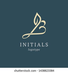 Letter B vector logo. Vintage Insignia and Logotype. Business sign, identity, label, badge initials. Monogram design elements, graceful template. Calligraphic elegant logo design.