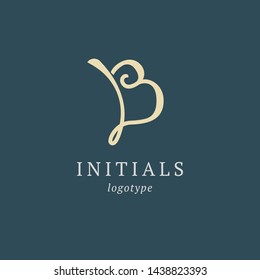 Letter B vector logo. Vintage Insignia and Logotype. Business sign, identity, label, badge initials. Monogram design elements, graceful template. Calligraphic elegant logo design.
