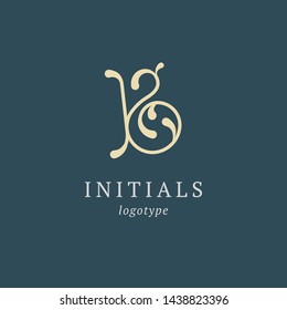 Letter B vector logo. Vintage Insignia and Logotype. Business sign, identity, label, badge initials. Monogram design elements, graceful template. Calligraphic elegant logo design.
