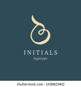 Letter B vector logo. Vintage Insignia and Logotype. Business sign, identity, label, badge initials. Monogram design elements, graceful template. Calligraphic elegant logo design.